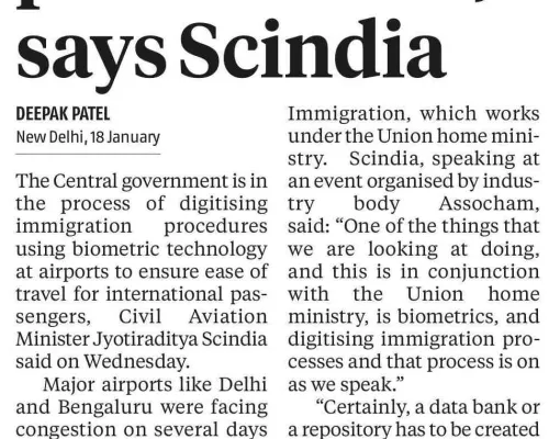 E-immigration process soon, says Scindia