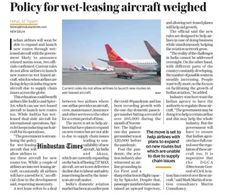 Policy for wet Leasing Aircraft Policy for wet Leasing Aircraft