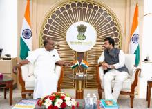 Hon'ble Civil Aviation Minister Shri Ram Mohan Naidu met Hon’ble Minister of Heavy Industries & Public Enterprises, Sh. H.D. Kumaraswamy Ji at the Ministry of Civil Aviation.